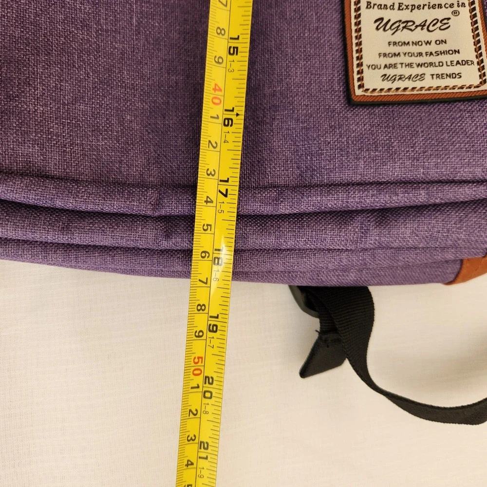 UGrace Backpack Laptop Travel ~ USB Charging Port Purple Canvas Water Resistant.